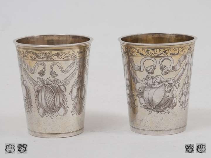 Two Silver-Gilt Fine German Baroque Beakers